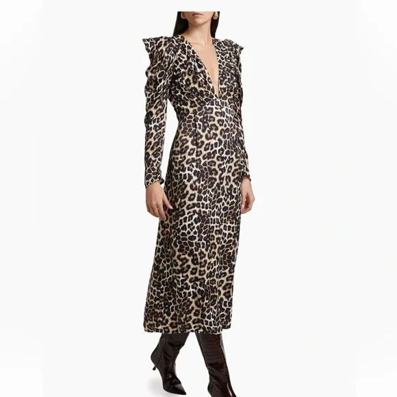 Farm Rio Leopard Print Long Sleeve Dress - Picture 2 of 8